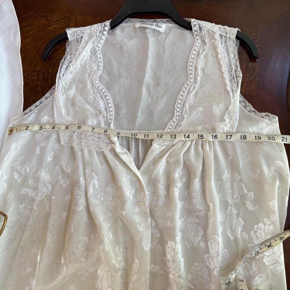 Christian Dior Vintage White Nightgown Sleeveless Floral Roses - Picture 14 of 14